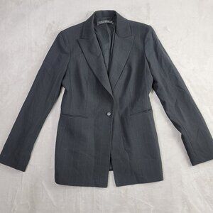 Tahari Black Wool Long-Sleeve Pinstripe Pocketed Women's Suit Blazer | Size 6